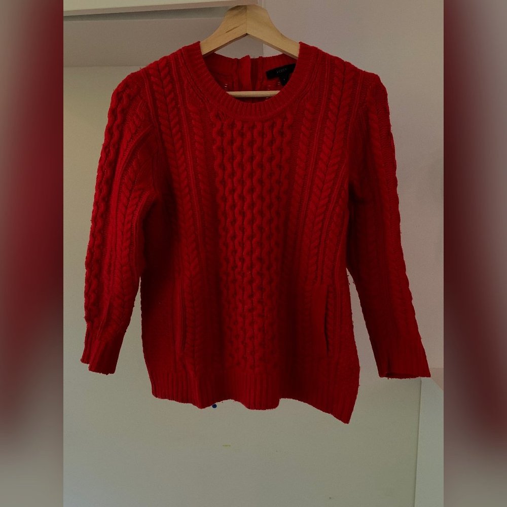 J. Crew Red Crewneck Knit Sweater
